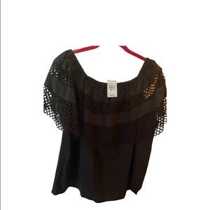 Ashley Stewart black lace blouse